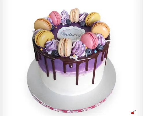 Motivtorte - Drip Cake mit Macarons